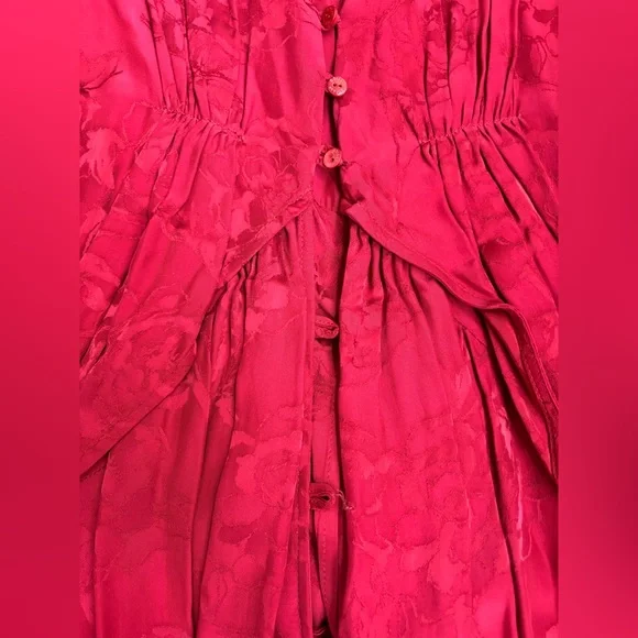 Attico Size 42 (size 6) Red Jacquard Ruffle Maxi Dress - Picture 8 of 11